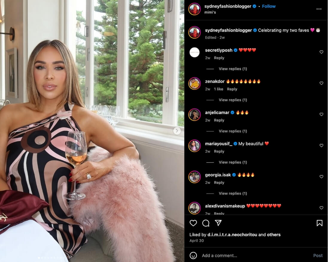 Antoinette Marie poses with a glass of Rosé in an Instagram carousel