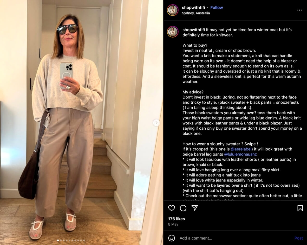 Fifi Milne shares a carousel of mirror selfie outfits with her Instagram followers