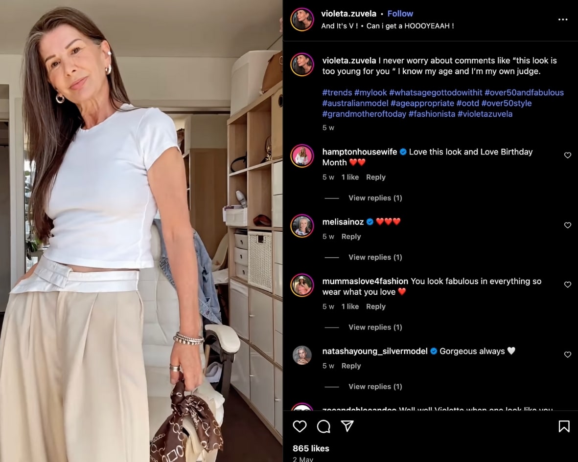 Violeta Zuvela shares a GRWM Reel on Instagram