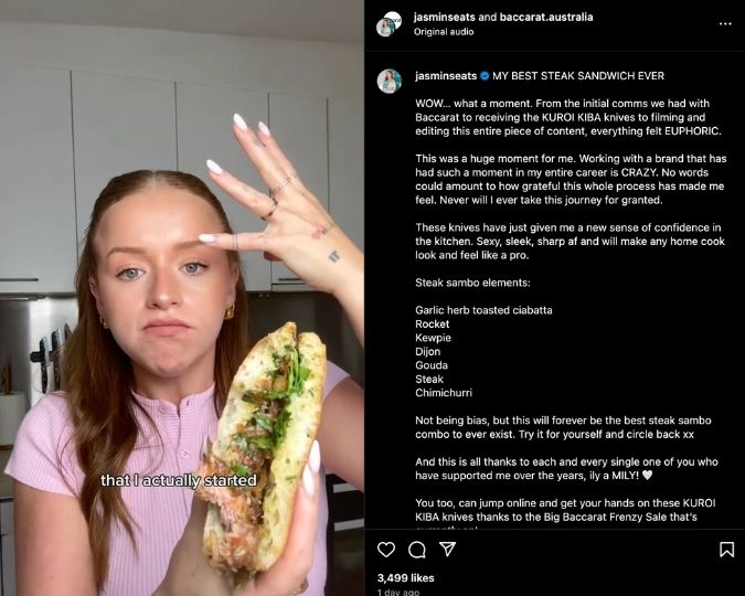 Jasmin Weston posts an Instagram Reel of a DIY pizza dough recipe