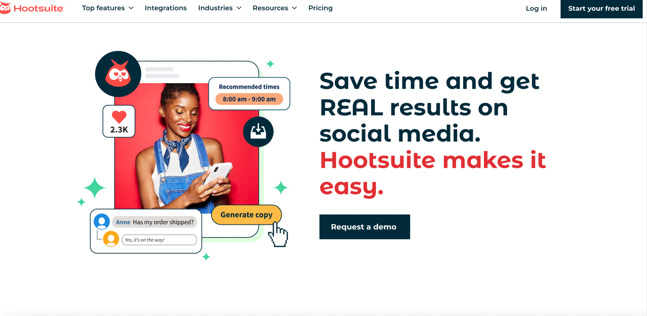 Hootsuite's homepage.