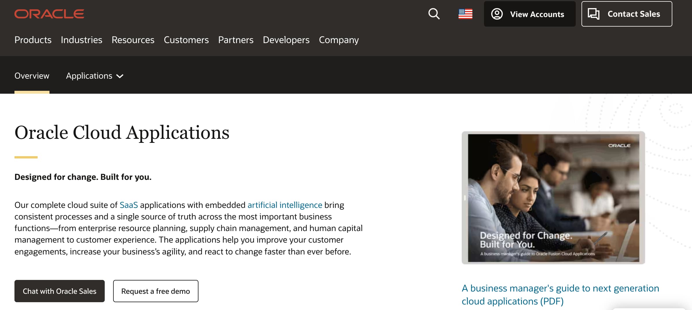 Oracle's homepage.