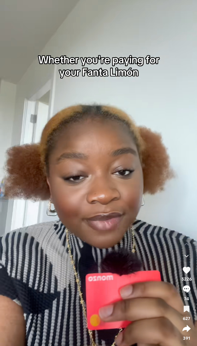 Monzo TikTok post with a young lady offering essential tips for spending abroad with your Monzo card 