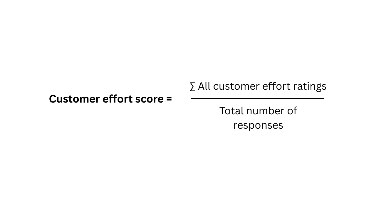 Customer effort score = Σ customer effort ratings ÷ total number of responses