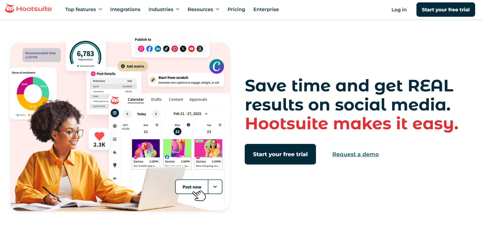 Hootsuite offers features to help manage multiple social media accounts.