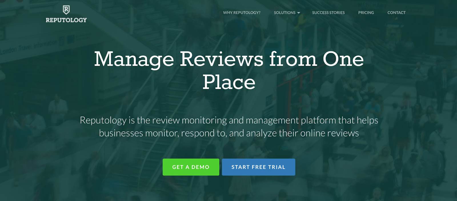 Reputology's homepage hero section. 