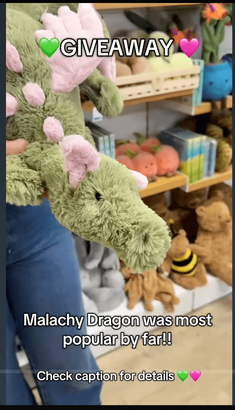 A Cherrie Baby Boutique TikTok video showing a person holding a stuffed animal