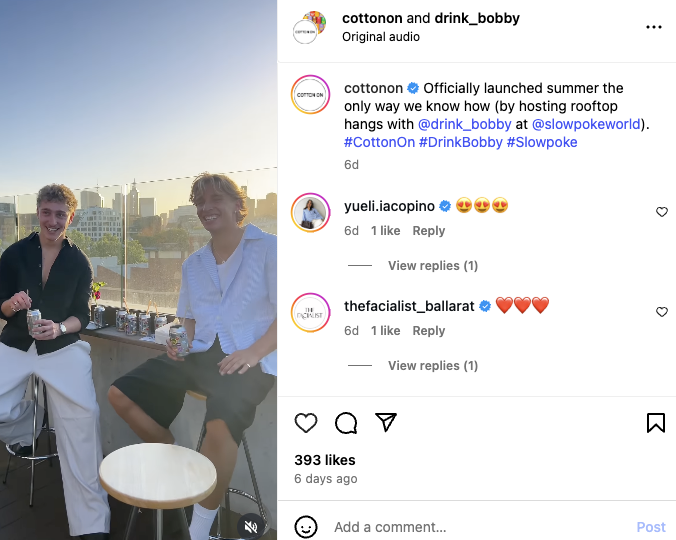 A behind-the-scenes post of a Cotton On summer launch