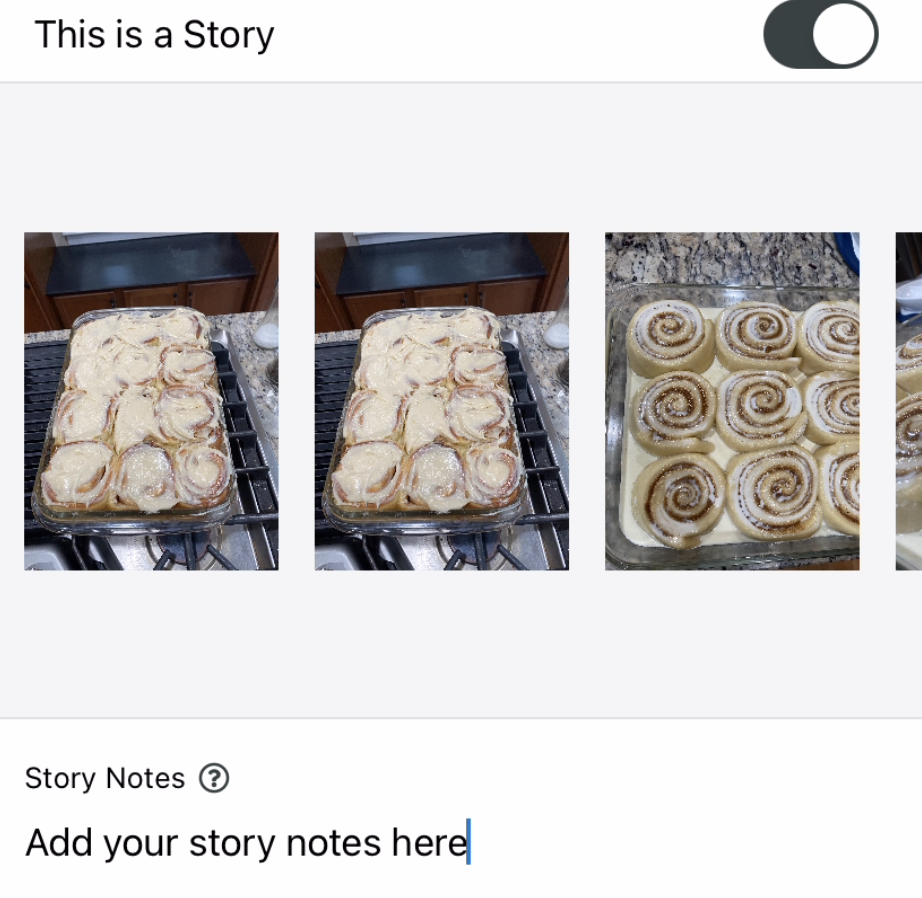 The Story Notes section in Sprout Social’s iOS Instagram Story Scheduling function.